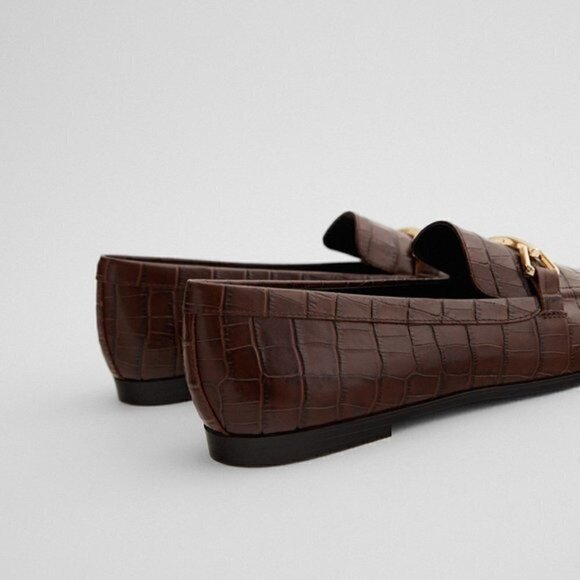 ZARA Animal Print Leather Loafers - Picture 12 of 13